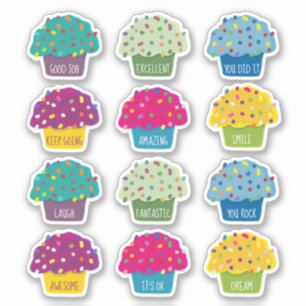 Teacher Cupcake Sprinkle Sweet Cute Cartoon Sticker