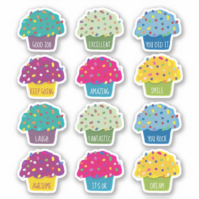 Teacher Cupcake Sprinkle Sweet Cute Cartoon Sticker (Front)