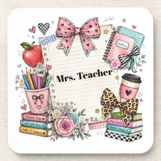 Teacher Custom Coaster, Cute Style, Gift Beverage Coaster