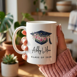 Teacher | Custom Floral Nurse Lawyer Graduation Coffee Mug