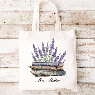 Teacher   Custom Lavender Floral Wedding Mrs Bride Tote Bag