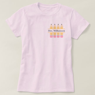 Teacher Custom Name Yellow Pencil T-Shirt