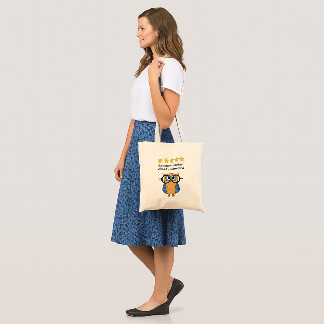 Teacher custom text school owl tote bag (Creator Uploaded)