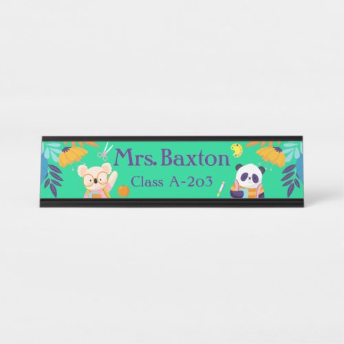 Teacher Cute Animals Jungle Classroom Kids Desk Name Plate