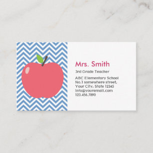 Cute Business Cards Zazzle Teacher Cute Le Modern Blue Chevron Stripes Business Card