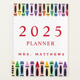 Teacher Cute Color Crayon 2025 Planner