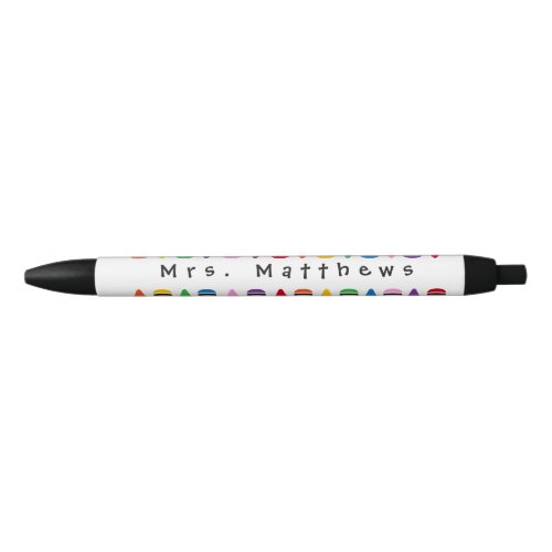 Teacher Cute Color Crayon Monogram Black Pen