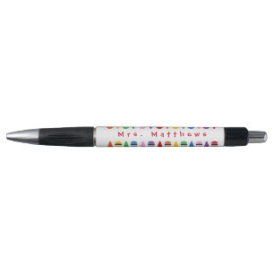 Teacher Cute Color Crayon Monogram Gift Pen