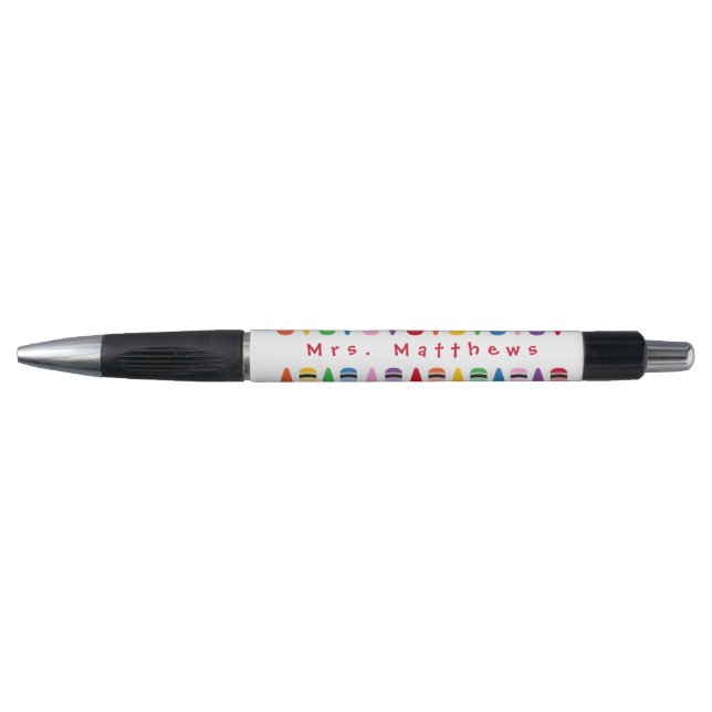 Teacher Cute Color Crayon Monogram Gift  Pen (Front)