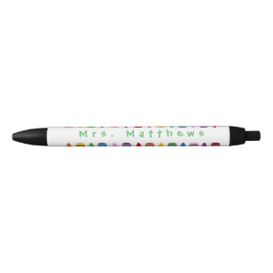 Teacher Cute Color Crayon Monogram Green Pen