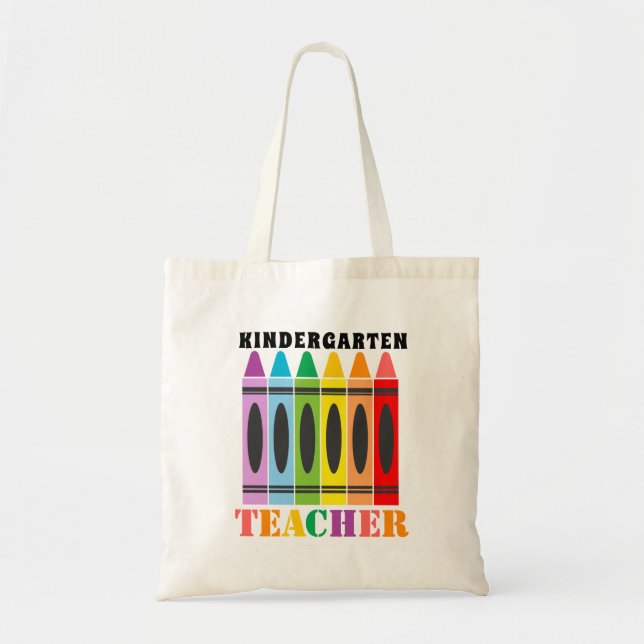 Teacher Cute Colorful Rainbow Crayons Tote Bag (Front)