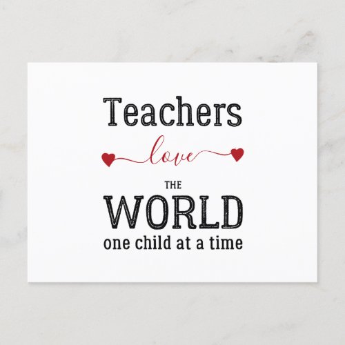 Teacher cute Happy Valentines Day heart quote Holiday Postcard