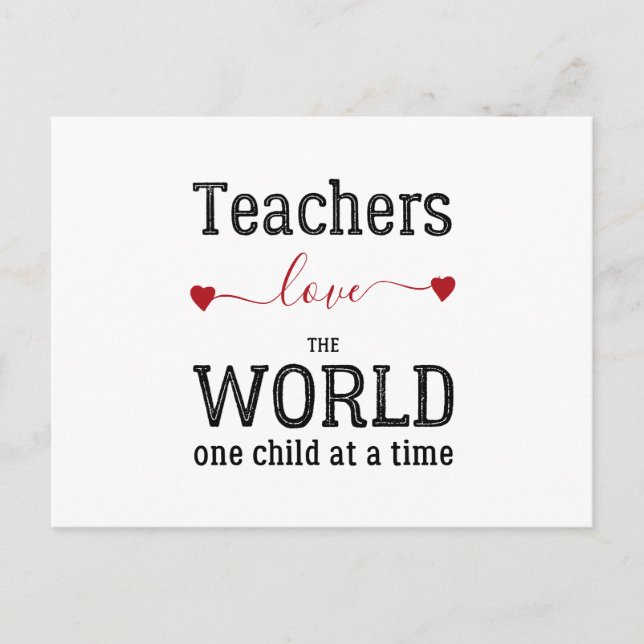 Teacher cute Happy Valentine's Day heart quote Holiday Postcard (Front)