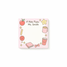 Teacher Cute Pink Personalize Sticky Notes