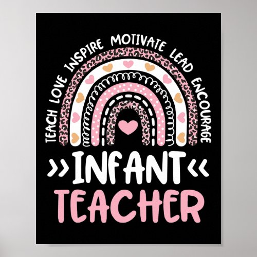 Teacher Cute Tie Dye Rainbow Heart Daycare Provide Poster