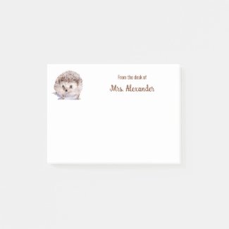 Teacher Cute Watercolor Hedgehog From The Desk of