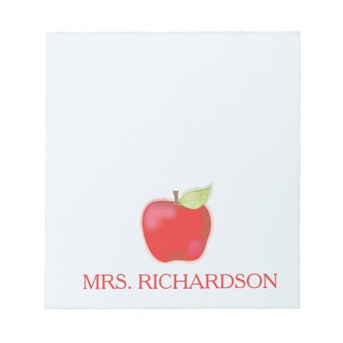 Teacher Cute Whimsical Watercolor Apple Custom Notepad