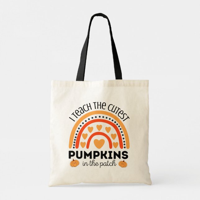 Teacher cutest pumpkins patch Halloween rainbow  Tote Bag (Back)