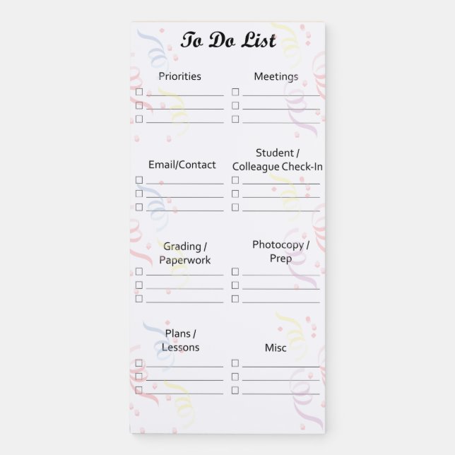 Teacher Daily To Do List Magnetic Notepad (Front)