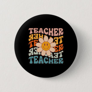 Teacher Daisy Colorful - Elementary School Teacher Button