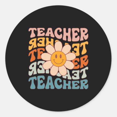 Teacher Daisy Colorful _ Elementary School Teacher Classic Round Sticker