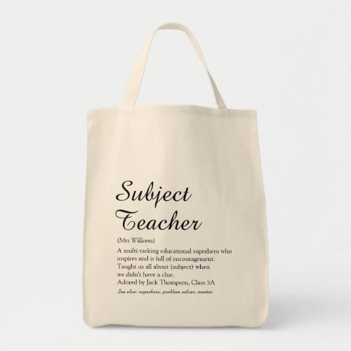 Teacher Definition Appreciation Script Fun Tote Bag