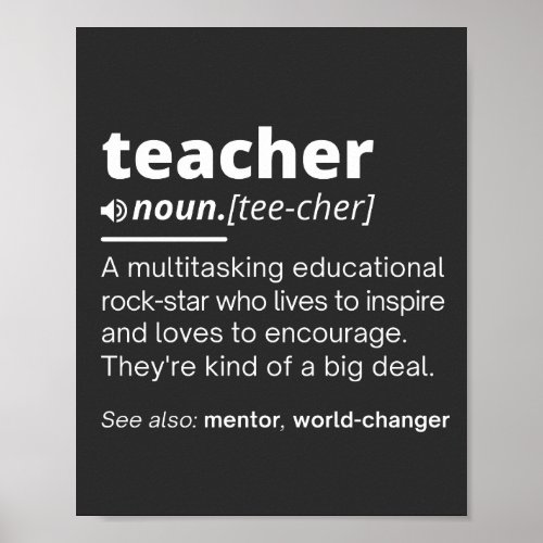 Teacher Definition _ Funny Teaching School Teacher Poster