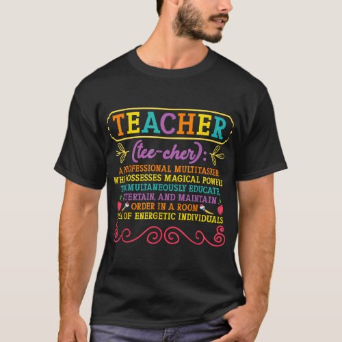 Teacher Definition Funny Teaching School Teacher T_Shirt