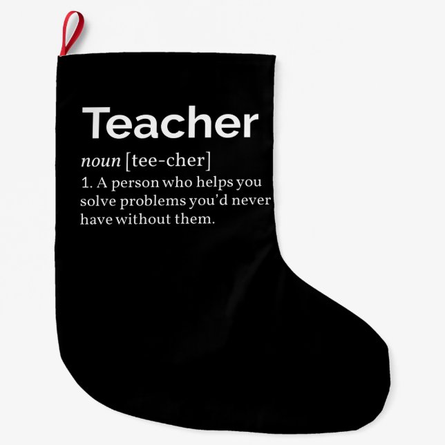 Teacher Definition Large Christmas Stocking (Front)