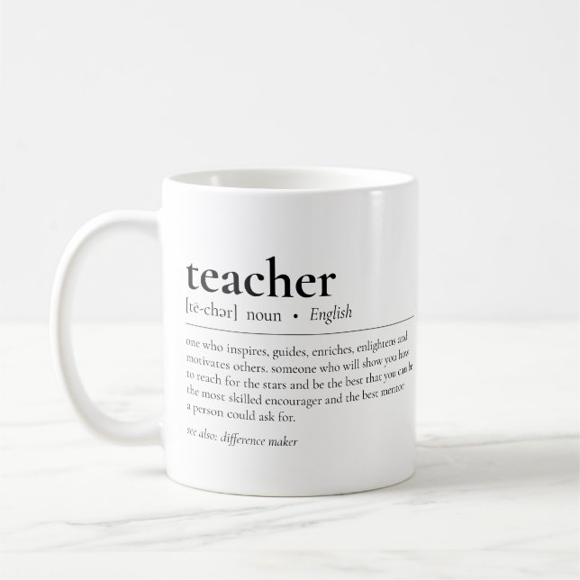 Teacher Definition Modern Quote Appreciation Coffee Mug (Left)