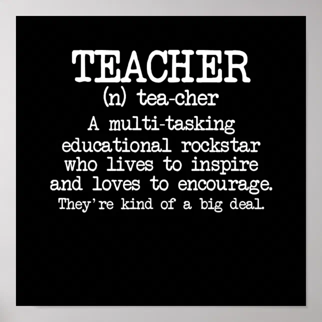 Teacher Definition Teach School Teaching Student G Poster | Zazzle