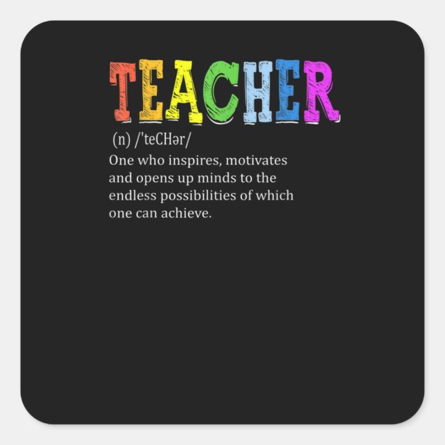 Teacher Definition Teacher Appreciation Square Sticker (Front)