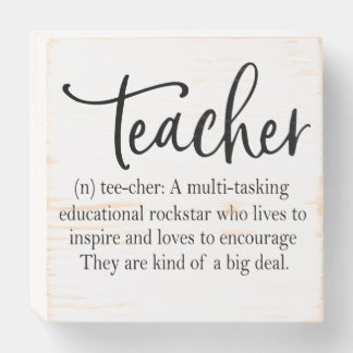 Teacher definition wooden box sign