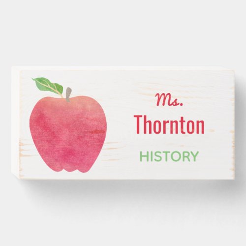 Teacher Desk Classroom Apple Personalized Name Wooden Box Sign