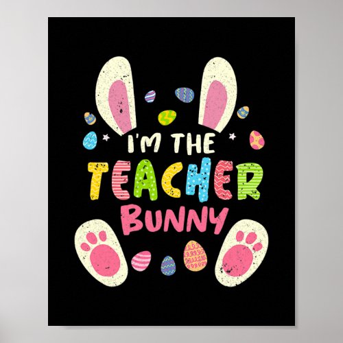 Teacher Easter Matching Family Party Bunny Face Poster