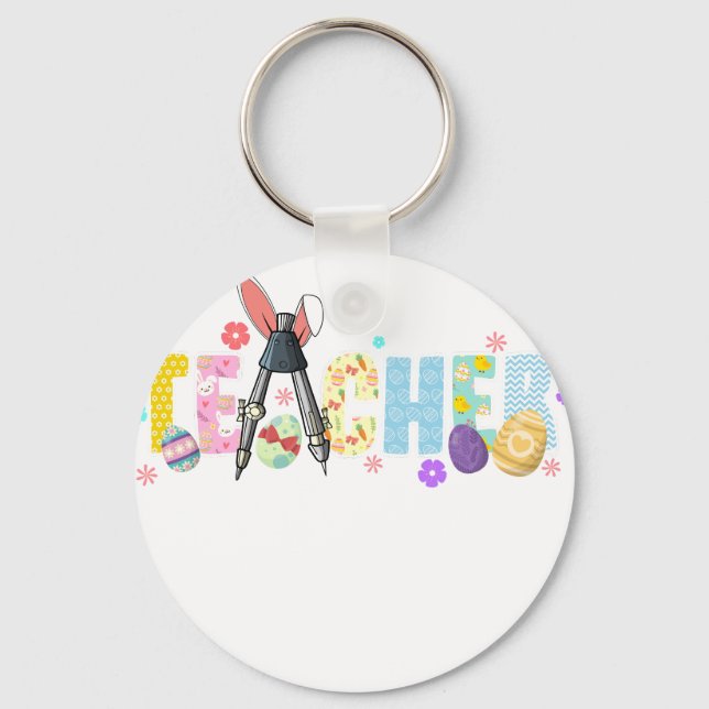 teacher easter, retro, vintage keychain (Front)