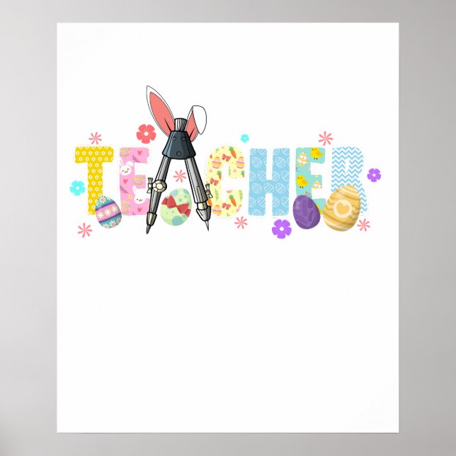 teacher easter, retro, vintage poster (Front)
