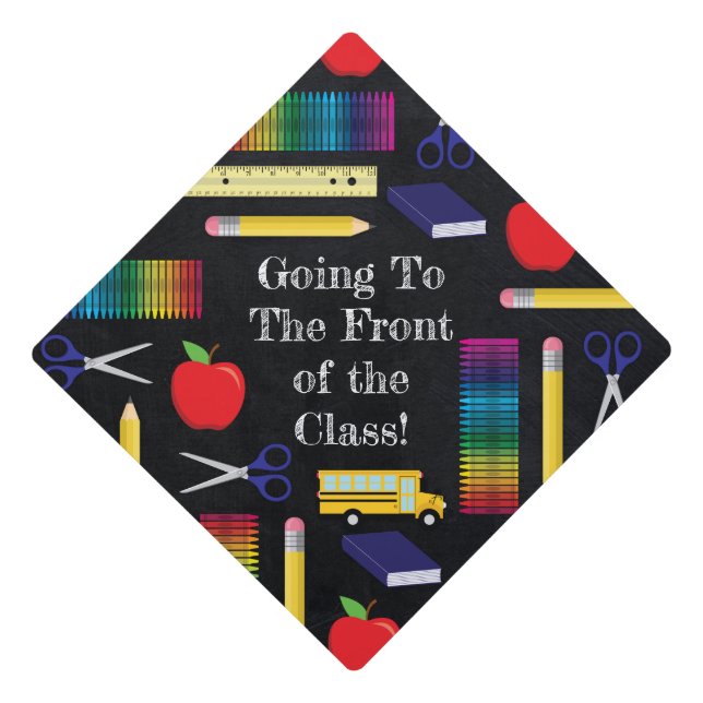 Teacher Ed Chalkboard Graduation Front of Class Cap Topper (Front)