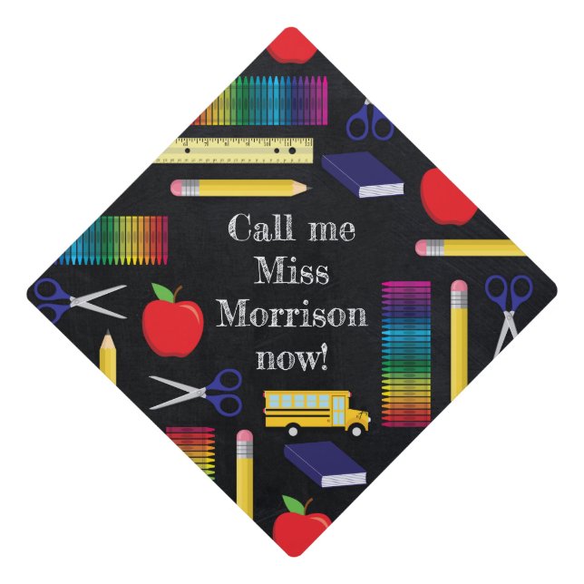 Teacher Education Chalkboard Graduation Graduation Cap Topper (Front)
