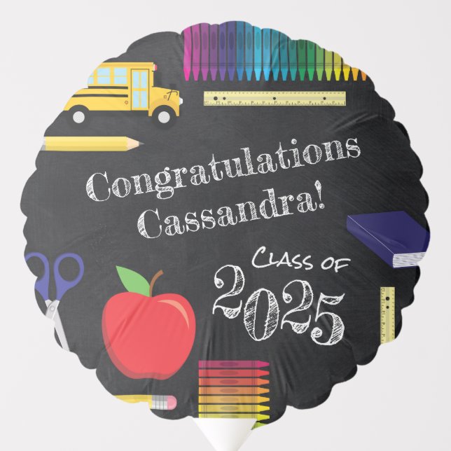 Teacher Education Chalkboard Graduation Medium Balloon (Front)