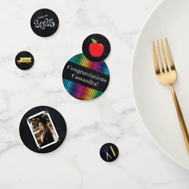 Teacher Education Chalkboard Graduation Portrait Confetti (Group)