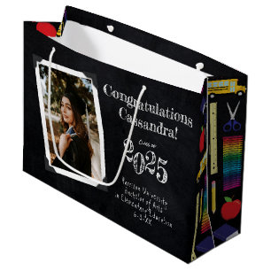 Teacher Education Chalkboard Graduation Portrait Large Gift Bag