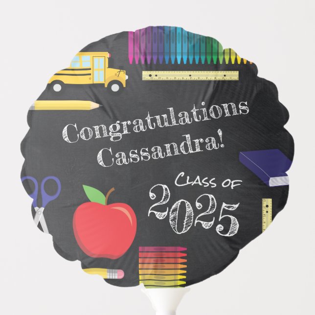 Teacher Education Chalkboard Graduation Small Balloon (Front)