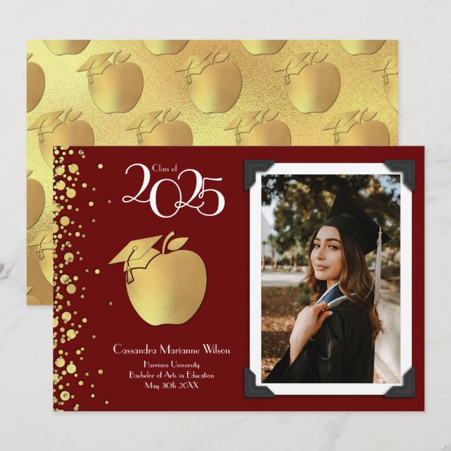 Teacher Education Gold Graduation Announcement (Front/Back)