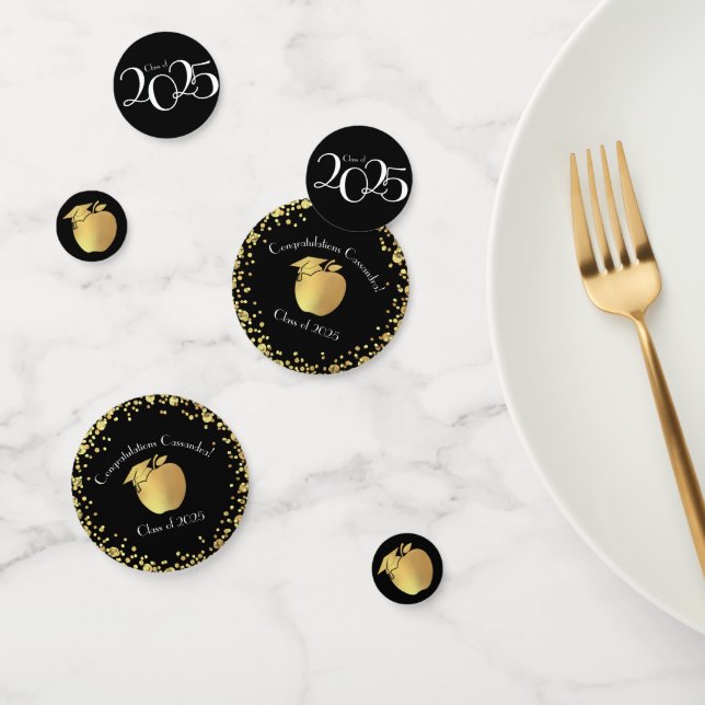 Teacher Education Graduation Black Gold Confetti (Group)