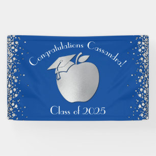 Teacher Education Graduation Blue Silver Banner