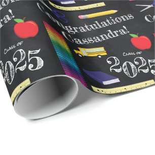 Teacher Education Graduation Chalkboard Wrapping Paper