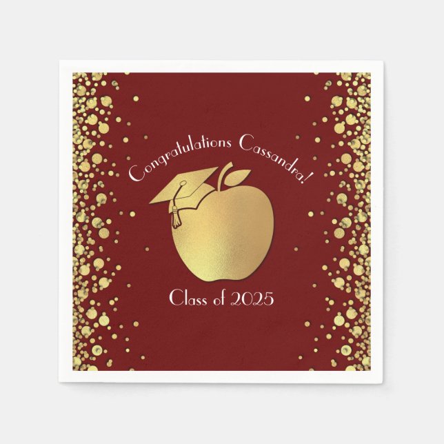 Teacher Education Graduation Maroon Gold Napkins (Front)
