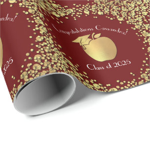 Teacher Education Graduation Maroon Gold Wrapping Paper