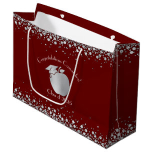 Teacher Education Graduation Maroon Silver Large Gift Bag
